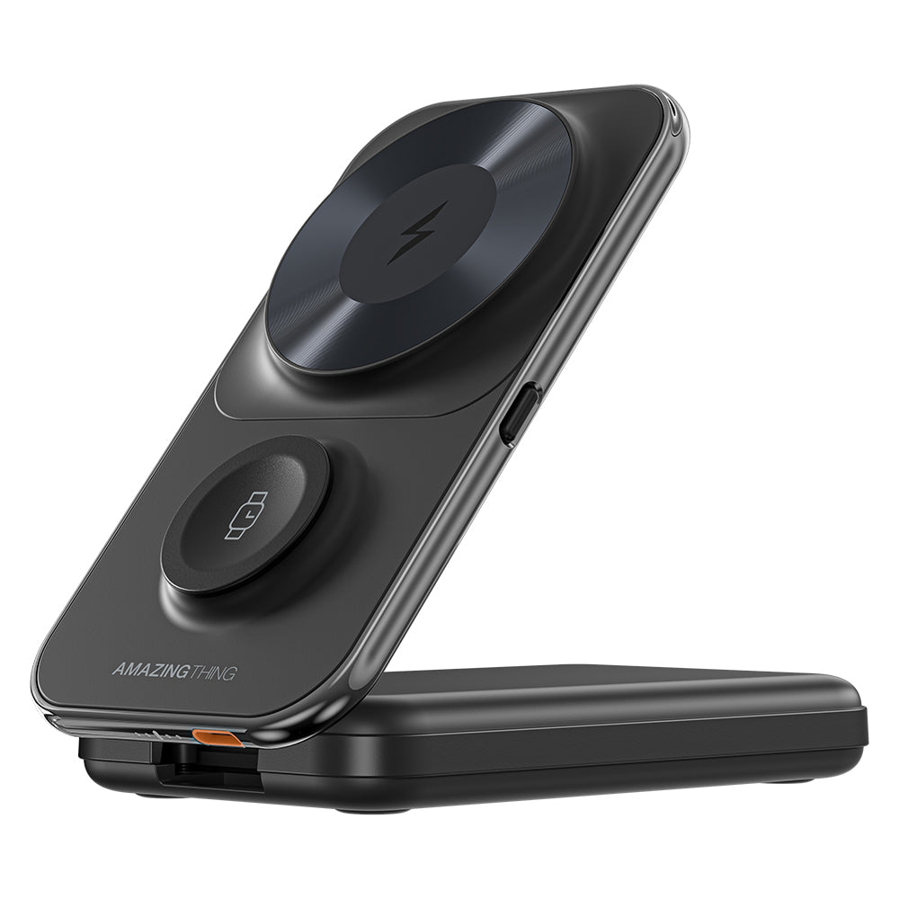 Amazingthing Thunder Pro Mag 6in1 PD22.5W Katlanabilir Standlı Kablosuz Powerbank 8000mAh Siyah