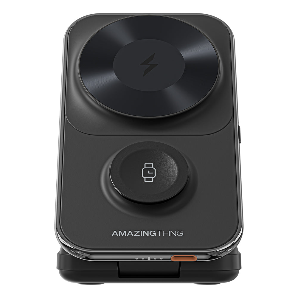 Amazingthing Thunder Pro Mag 6in1 PD22.5W Katlanabilir Standlı Kablosuz Powerbank 8000mAh Siyah