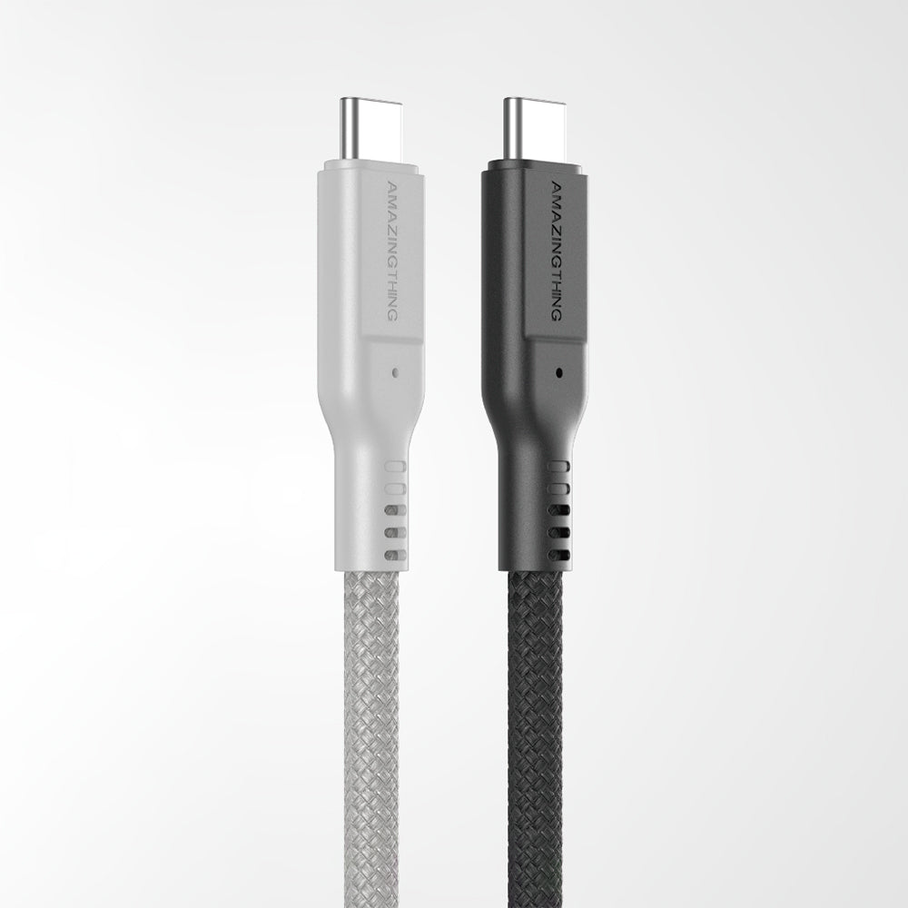 Amazingthing Thunder Pro USB3.2 Gen2 PD3.1 Port Korumalı Type-C to Type-C Kablo 120cm 240W 4K@60Hz Siyah