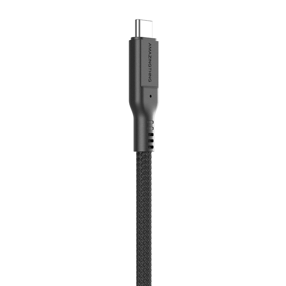 Amazingthing Thunder Pro USB3.2 Gen2 PD3.1 Port Korumalı Type-C to Type-C Kablo 2m 240W 4K@60Hz Siyah