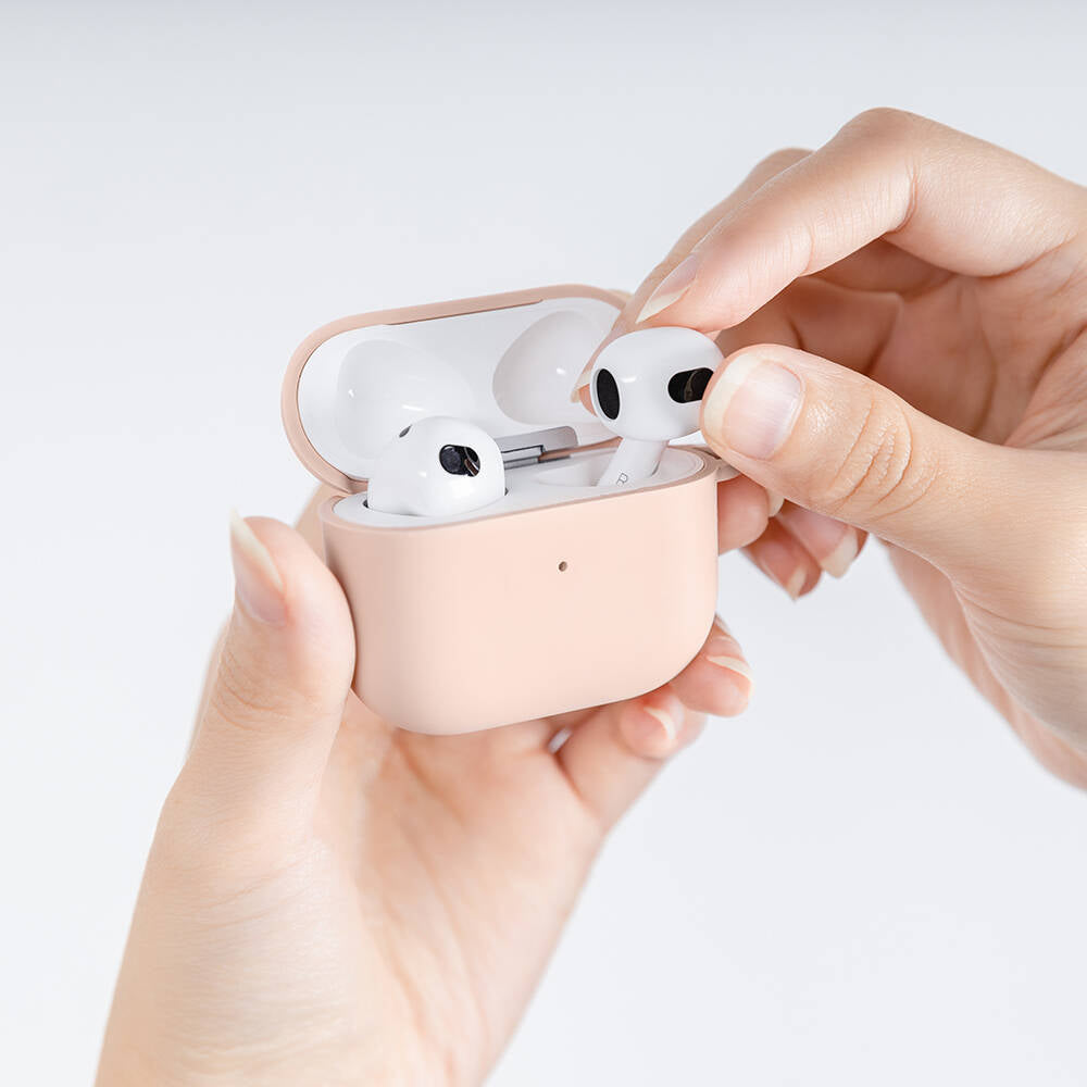 Airpods 3. Nesil Kılıf Yumuşak Dokunuşlu Likit Silikon Tasarımlı Lisanslı Switcheasy Skin Kılıf Pembe