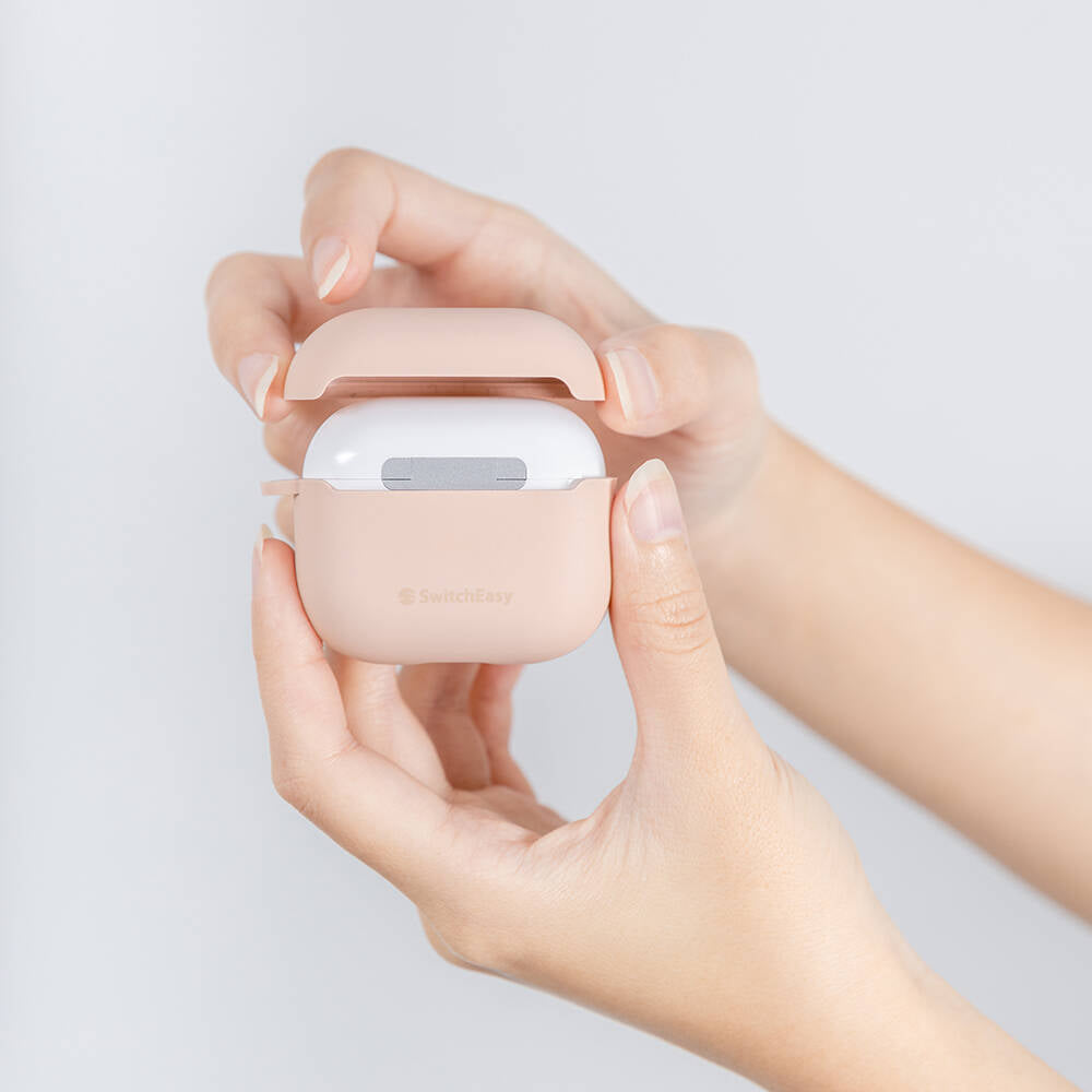 Airpods 3. Nesil Kılıf Yumuşak Dokunuşlu Likit Silikon Tasarımlı Lisanslı Switcheasy Skin Kılıf Pembe