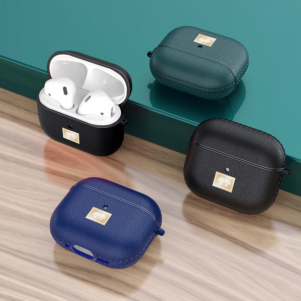 Airpods 4 Kılıf Deri Görünümlü Askı Aparatlı Wlons Kılıf Lacivert