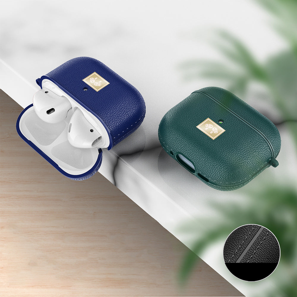 Airpods 4 Kılıf Deri Görünümlü Askı Aparatlı Wlons Kılıf Koyu Yeşil