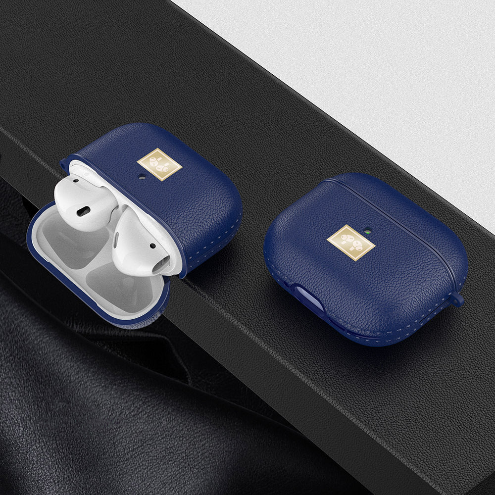Airpods 4 Kılıf Deri Görünümlü Askı Aparatlı Wlons Kılıf Lacivert