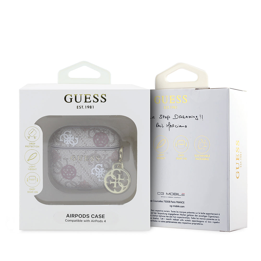 Apple Airpods 4 Kılıf Guess Orjinal Lisanslı 4G Desenli Yazı Logolu Peony Kapak Siyah