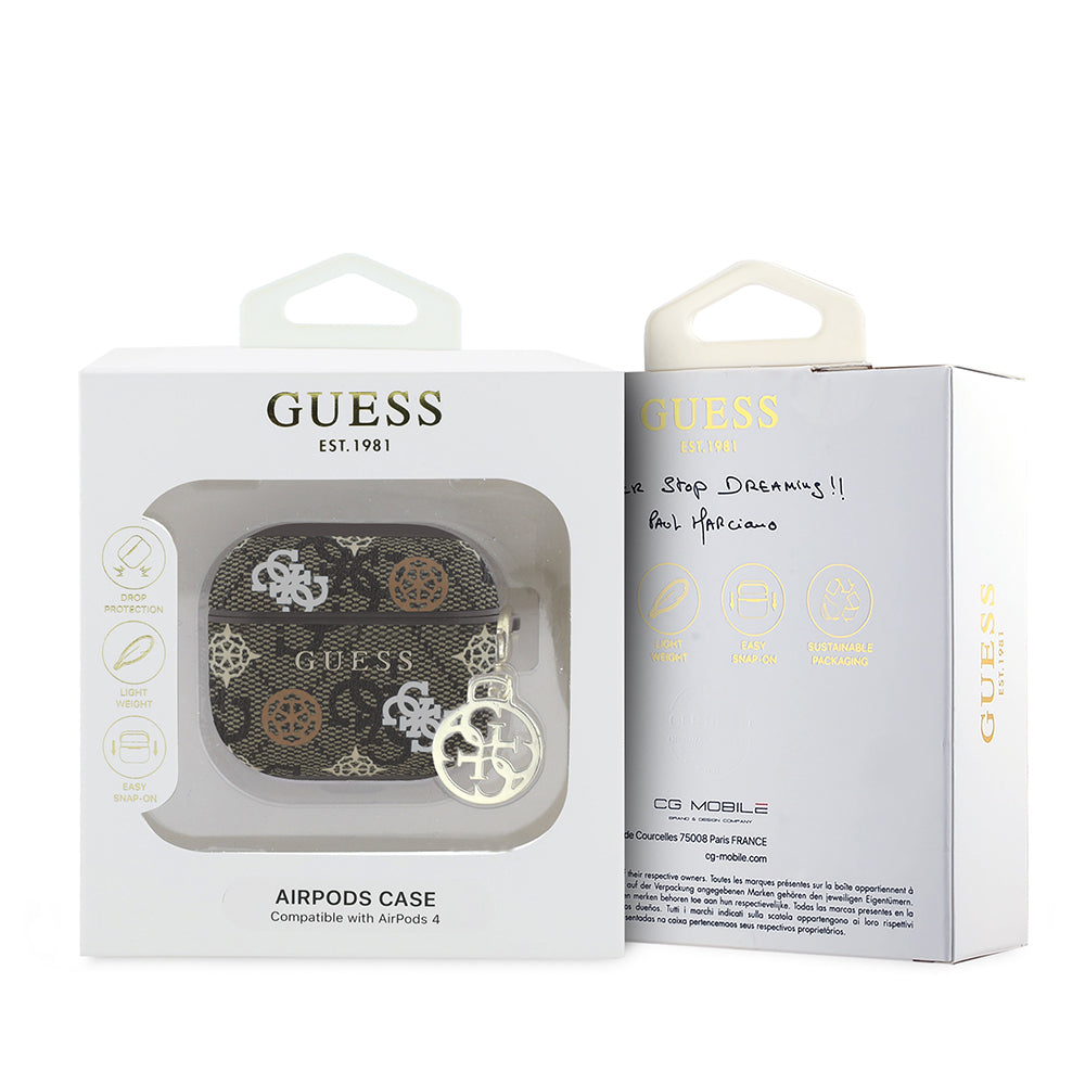Apple Airpods 4 Kılıf Guess Orjinal Lisanslı 4G Desenli Yazı Logolu Peony Kapak Siyah