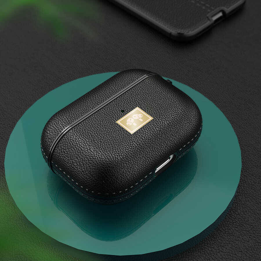 Airpods Pro 2 Kılıf Deri Görünümlü Askı Aparatlı Wlons Kılıf Lacivert