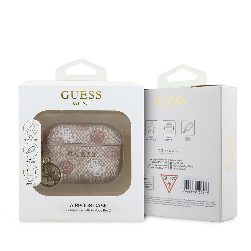 Apple Airpods Pro 2 Kılıf Guess Orjinal Lisanslı 4G Desenli Yazı Logolu Peony Kapak Siyah