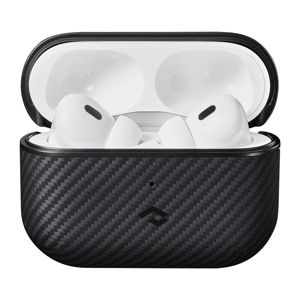Airpods Pro 2 Kılıf Magsafe Şarj Özellikli 600D Aramid Fiber Pitaka Classic Serisi Black-Grey Twill Kılıf Siyah-Gri