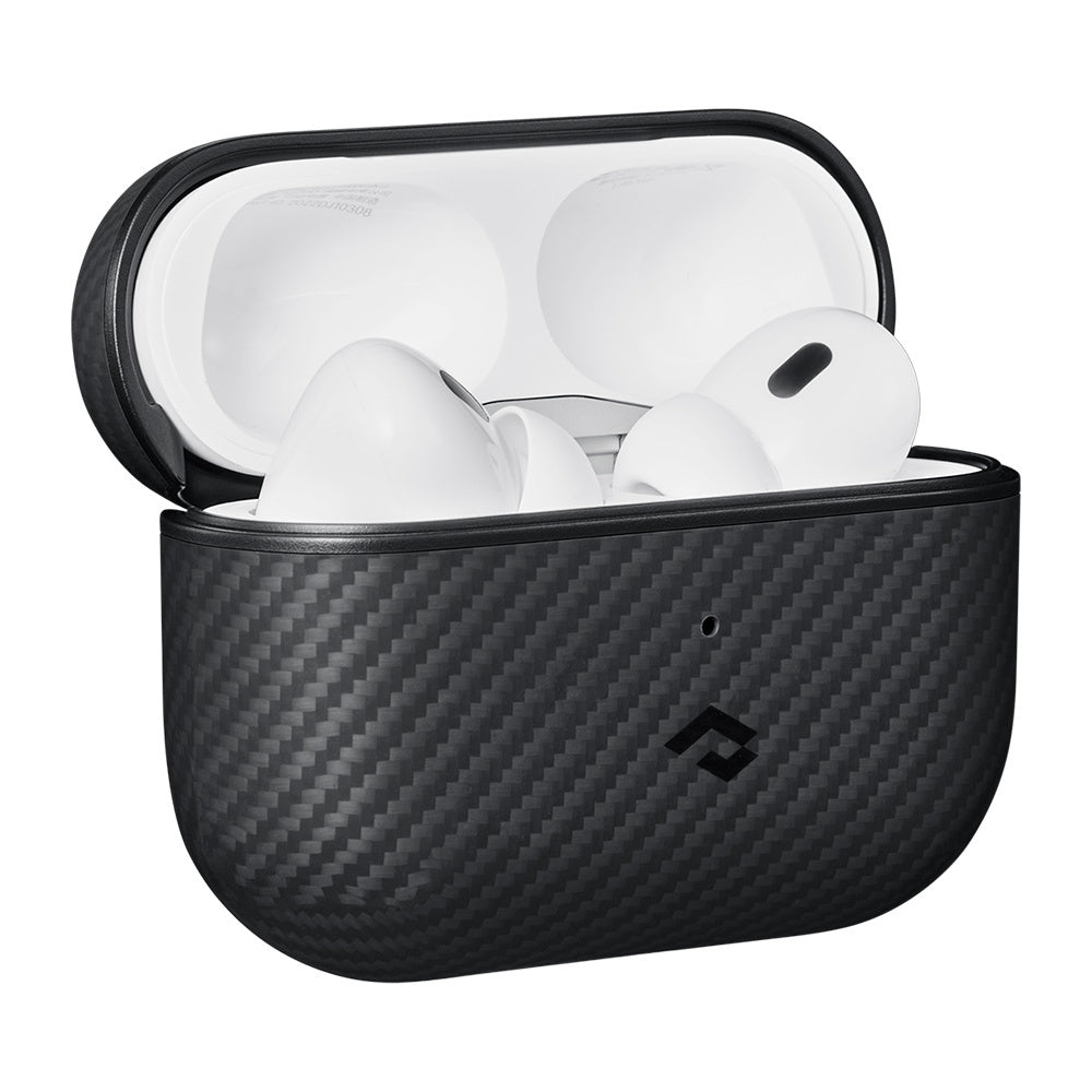 Airpods Pro 2 Kılıf Magsafe Şarj Özellikli 600D Aramid Fiber Pitaka Classic Serisi Black-Grey Twill Kılıf Siyah-Gri