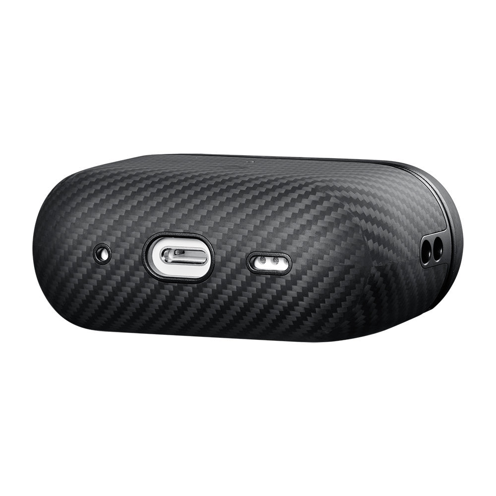 Airpods Pro 2 Kılıf Magsafe Şarj Özellikli 600D Aramid Fiber Pitaka Classic Serisi Black-Grey Twill Kılıf Siyah-Gri