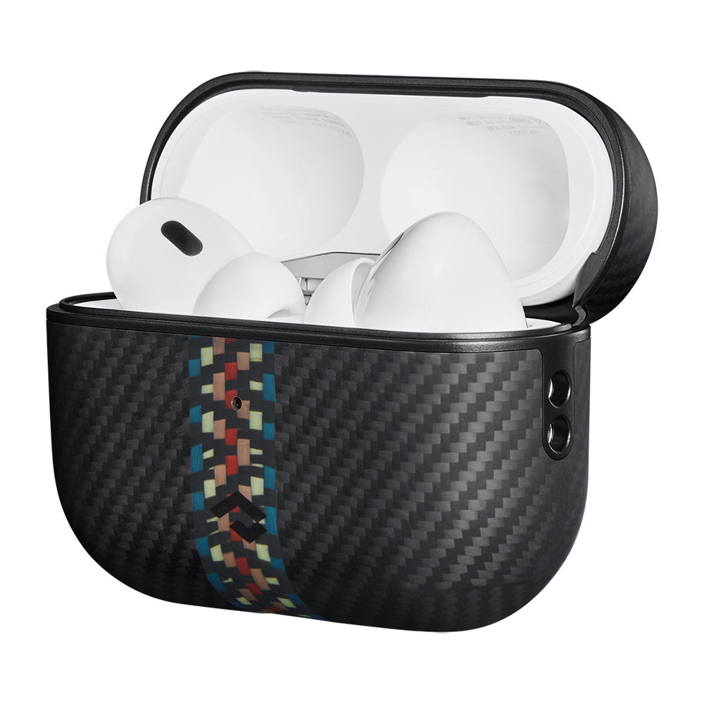 Airpods Pro 2 Kılıf Magsafe Şarj Özellikli 600D Aramid Fiber Pitaka Orchestra Serisi Rhapsody Kılıf Siyah-Mavi