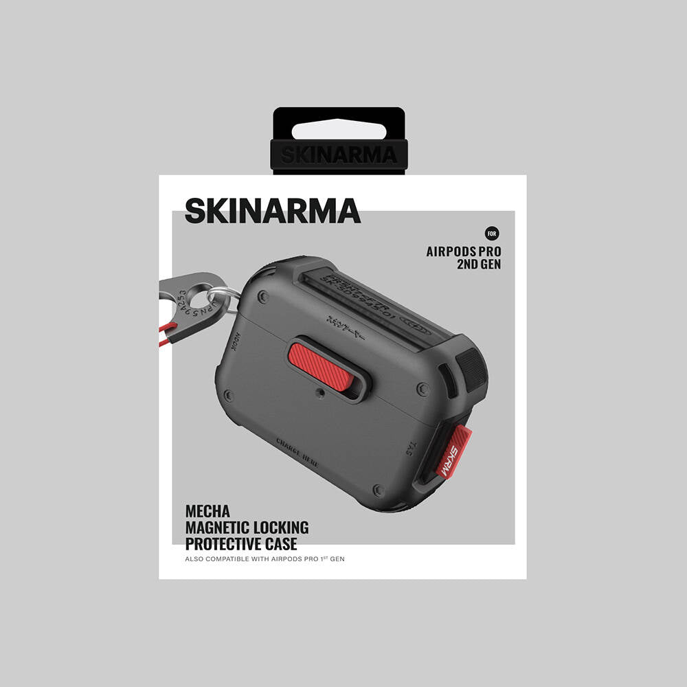 AirPods Pro 2 Kılıf SkinArma Magnetik Kilitli Airbagli Tasarım Mecha Kılıf Transparan Beyaz