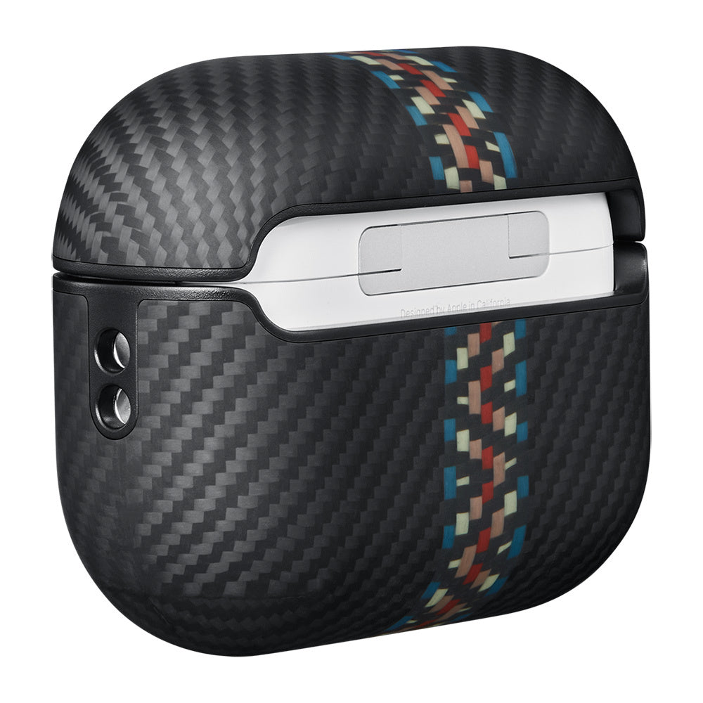 Airpods Pro Kılıf Magsafe Şarj Özellikli 600D Aramid Fiber Pitaka Orchestra Serisi Rhapsody Kılıf Siyah-Mavi