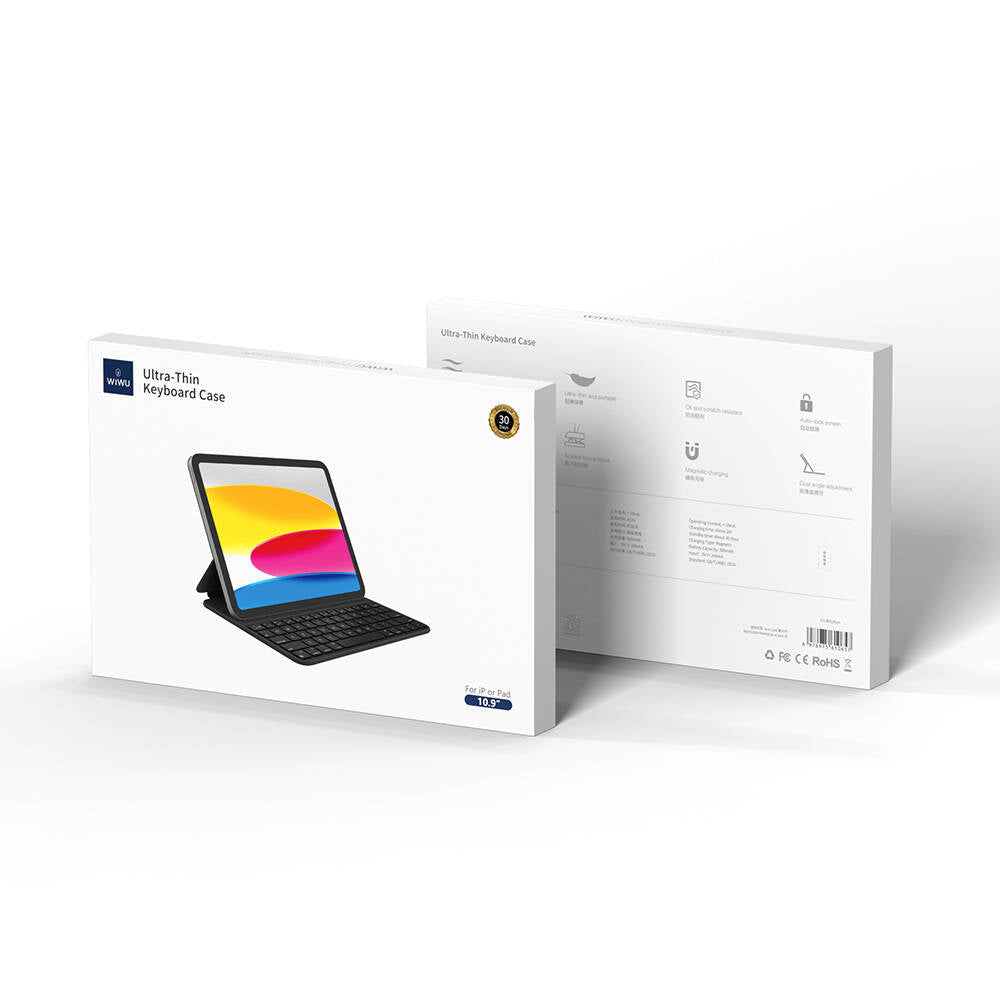 iPad Air 10.9 2022 (5.Nesil) Wiwu F16 Klavyeli Standlı Magnetik Kılıf Siyah