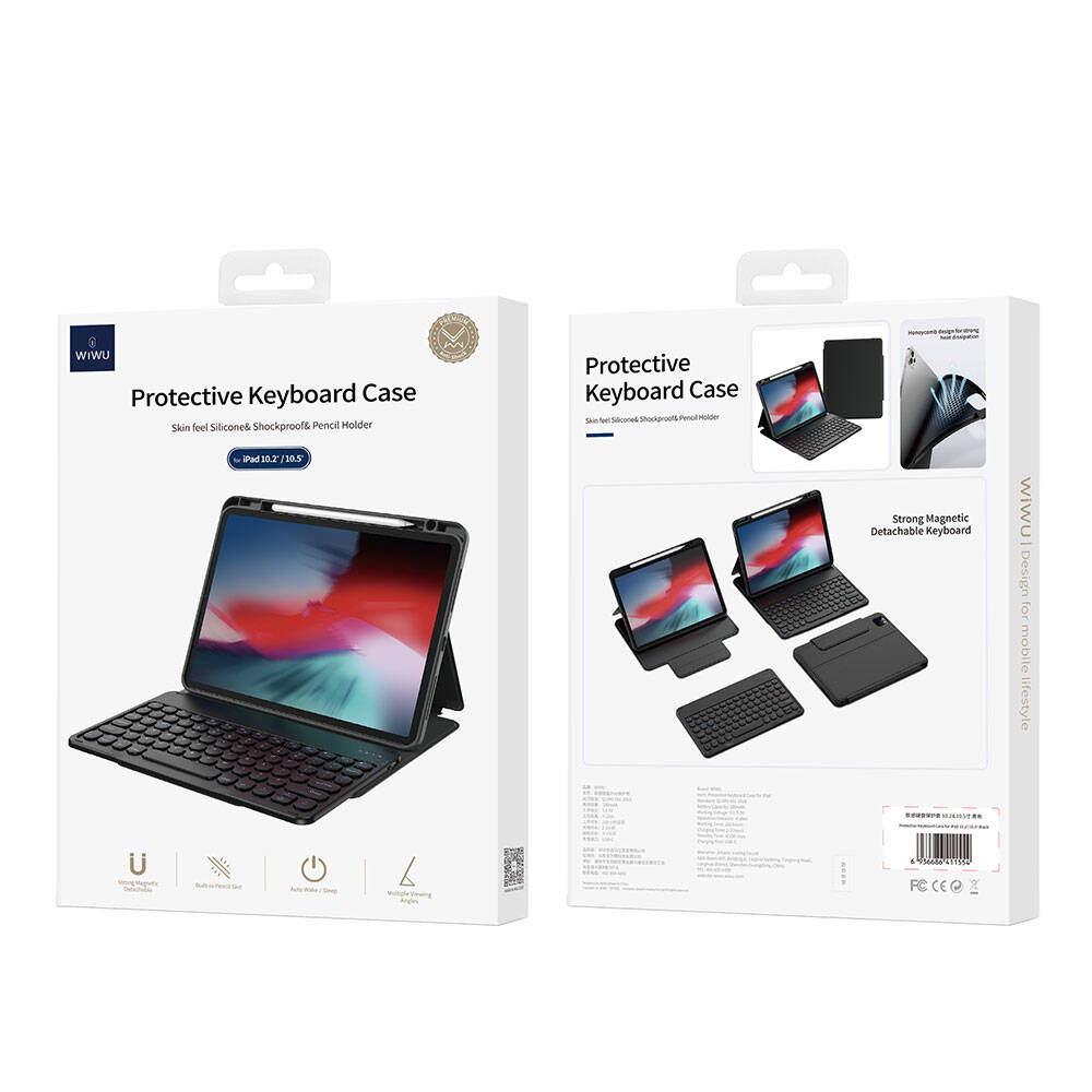 iPad Air 10.9 2022 (5.Nesil) Wiwu Protective Gizli Kalem Bölmeli Klavyeli Kılıf Pembe
