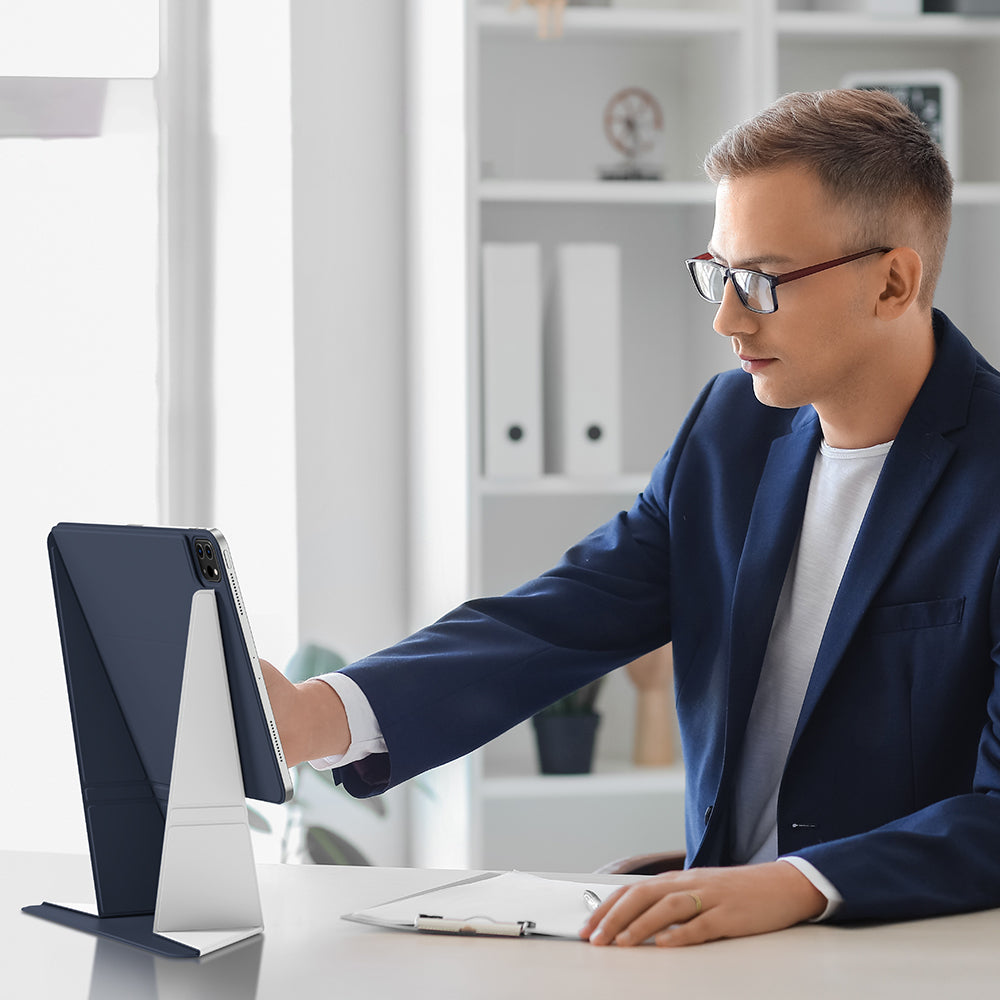 iPad Air 11 2024 Amazingthing Matte Pro Mag Folio Katlanabilir Magnetik Standlı Kılıf Mavi