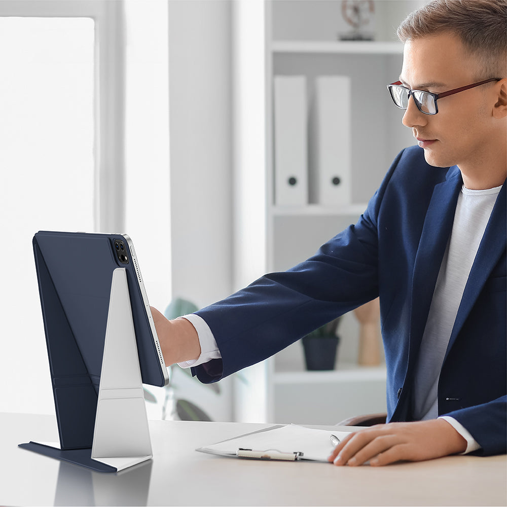 iPad Air 11 2024 Amazingthing Matte Pro Mag Folio Katlanabilir Magnetik Standlı Kılıf Mavi