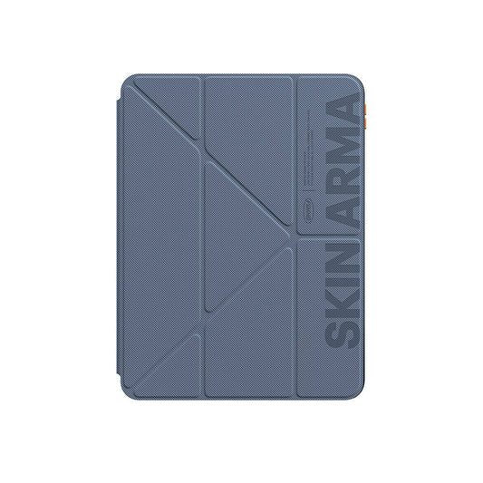 iPad Air 11 2024 Kılıf SkinArma Kabartma Baskı Tasarımlı 360 Tam Koruma Arkası Şeffaf Standlı Gamma Kılıf Mavi Açık