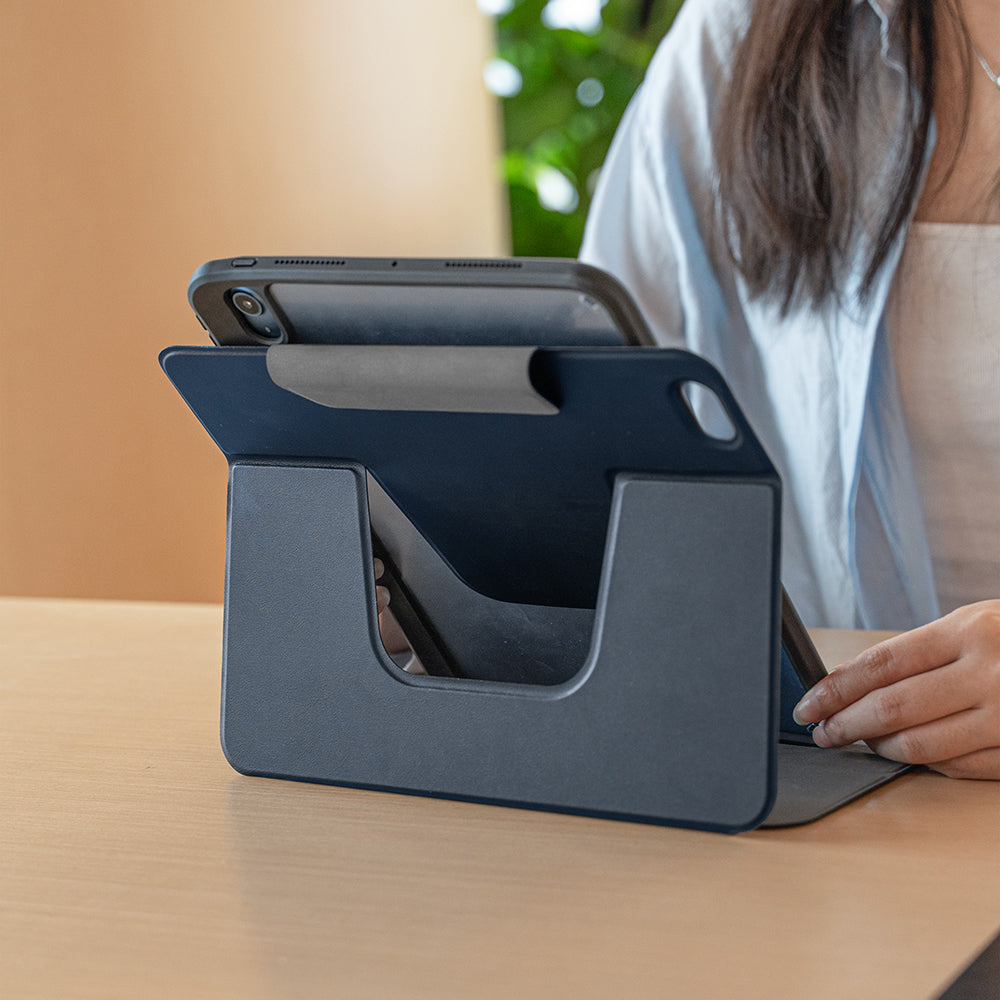 iPad Air 11 2024 Raptic Spin Detachable Folio PU Ayrılabilir Kalem Bölmeli Standlı Kılıf Siyah