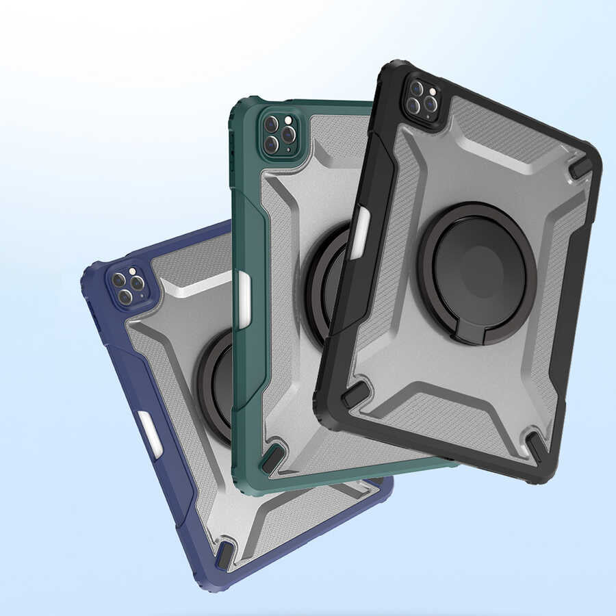 iPad Air 11 2024 Wiwu Mecha Dönebilen Standlı Tablet Kılıfı Mavi