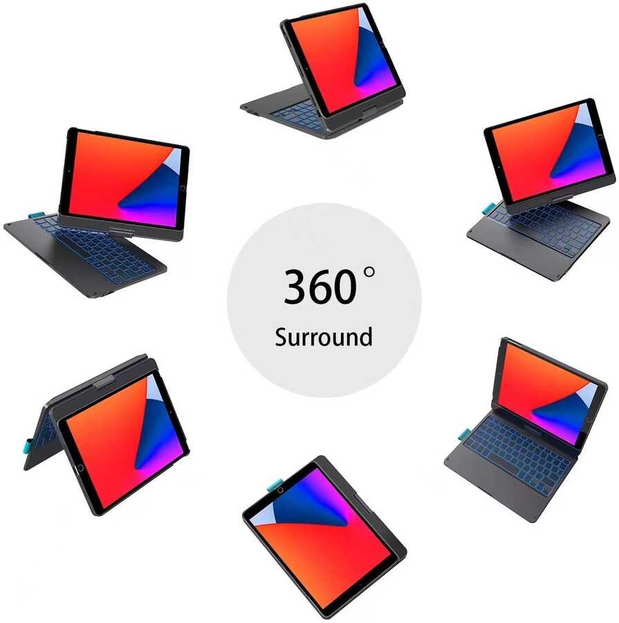 iPad Air 11 2024 Wiwu Waltz Rotating Keyboard Kablosuz Dönebilen Klavye Siyah