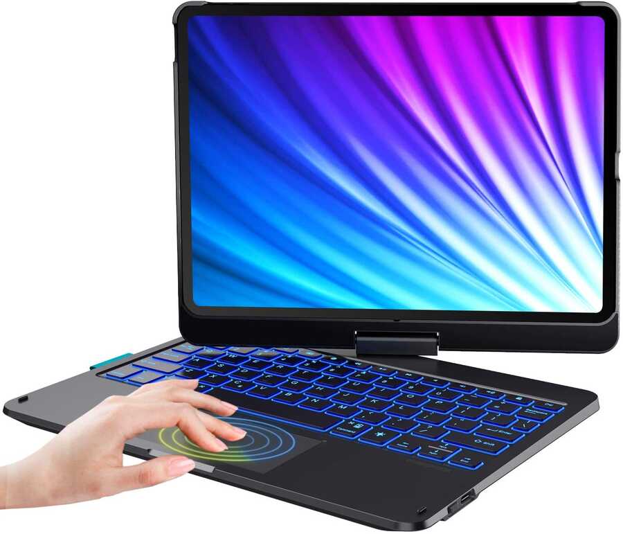 iPad Air 11 2024 Wiwu Waltz Rotating Keyboard Kablosuz Dönebilen Klavye Siyah