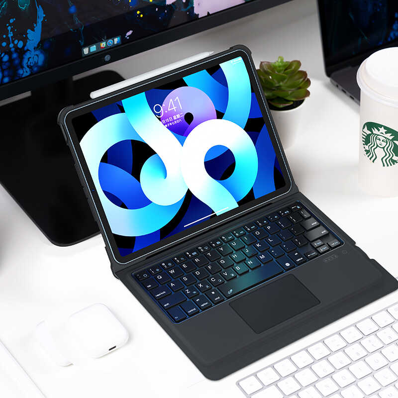 Apple iPad Air 11 2025 M3 Benks Multifunctional Kablosuz Klavyeli Kılıf Siyah