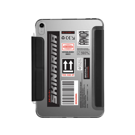 iPad Pro 11 2024 Kılıf SkinArma Sticker Tasarımlı Kalemlikli Arkası Şeffaf Standlı Magnetik Taito Kılıf Siyah