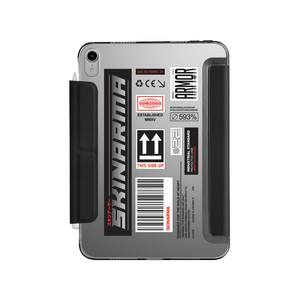 iPad Pro 11 2024 Kılıf SkinArma Sticker Tasarımlı Kalemlikli Arkası Şeffaf Standlı Magnetik Taito Kılıf Siyah