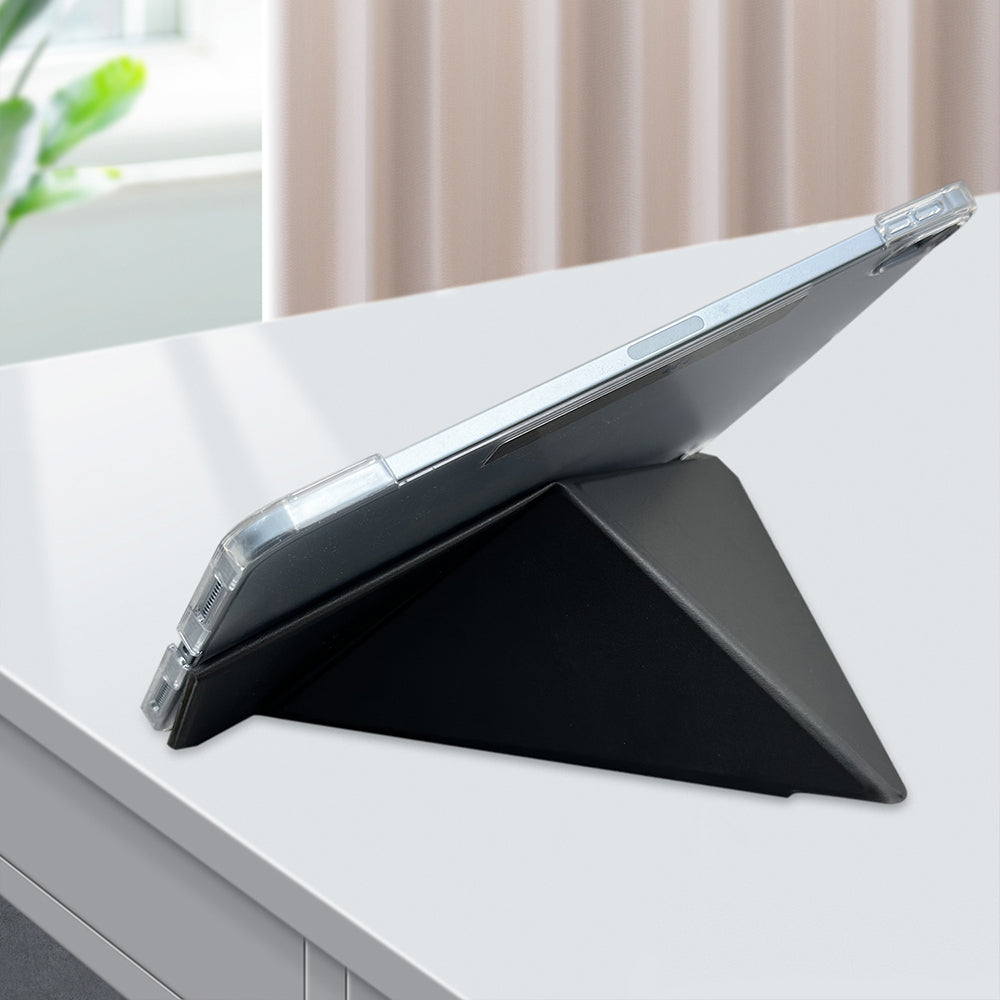 Apple iPad Pro 11 2024 Raptic Clear Folio Airbagli Şeffaf Kapaklı Katlanabilir Standlı Kılıf Lacivert