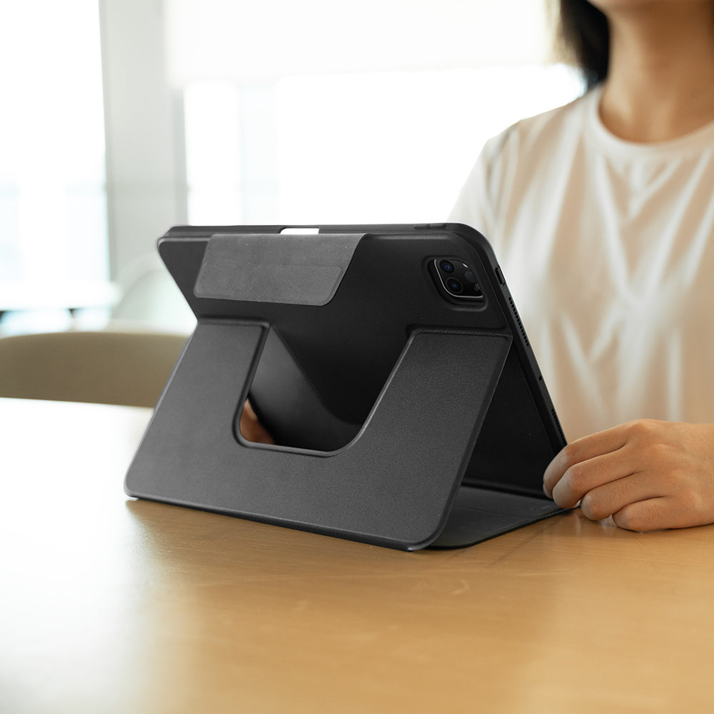 iPad Pro 11 2024 Raptic Spin Detachable Folio PU Ayrılabilir Kalem Bölmeli Standlı Kılıf Siyah