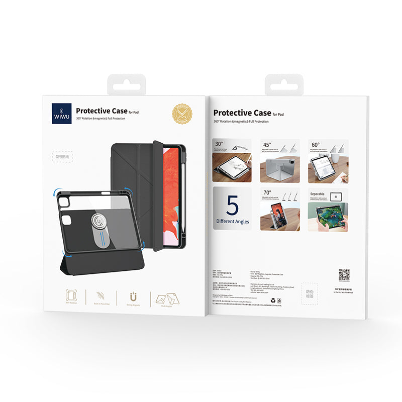 iPad Pro 11 2024 Wiwu 360° Dönebilen Standlı Magnetik Koruyucu Tablet Kılıfı Gri