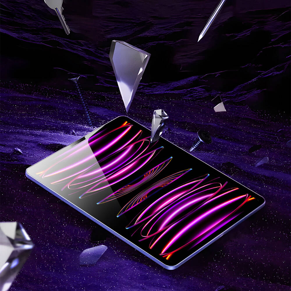 iPad Pro 12.9 2018 (3.Nesil) Wiwu Wi-GQ002 iVista 5 Katmanlı Temperli Cam Ekran Koruyucu + Kolay Uygulama Aparatı Renksiz