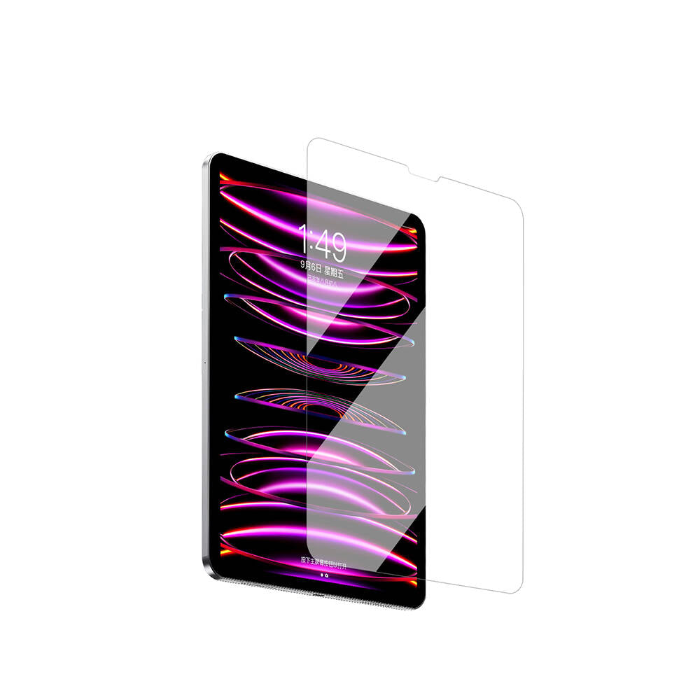 iPad Pro 12.9 2021 (5.Nesil) Wiwu Wi-GQ002 iVista 5 Katmanlı Temperli Cam Ekran Koruyucu + Kolay Uygulama Aparatı Renksiz