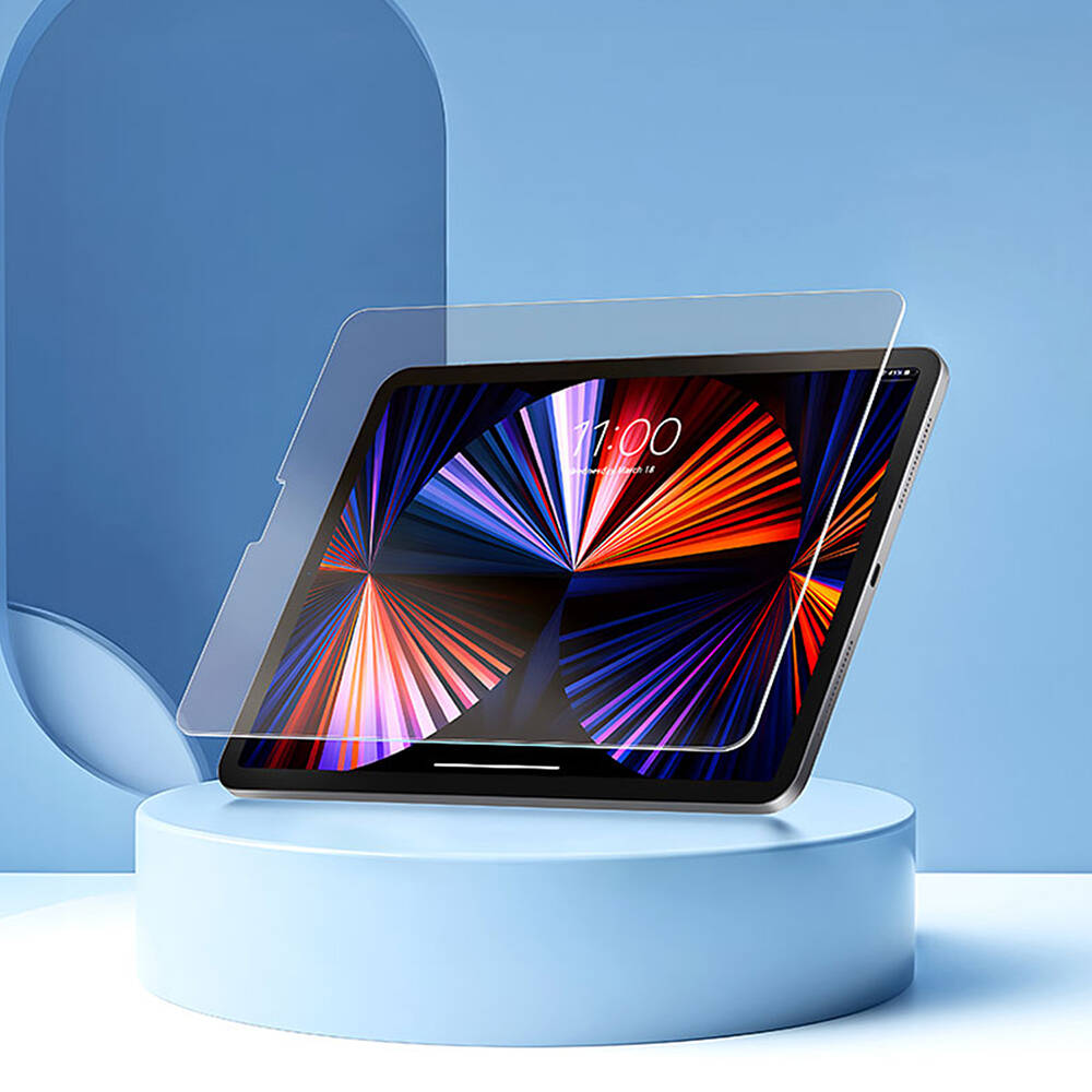 iPad Pro 12.9 2021 (5.Nesil) Wiwu Wi-GQ002 iVista 5 Katmanlı Temperli Cam Ekran Koruyucu + Kolay Uygulama Aparatı Renksiz