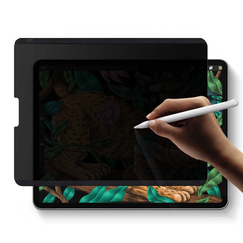 iPad Pro 12.9 2022 M2 Wiwu iPrivacy Magnetik Paper Like Hayalet Ekran Koruyucu Siyah