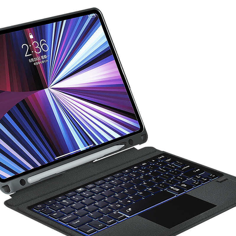 iPad Pro 12.9 2022 M2 Wiwu Mag Touch Klavyeli Standlı Kılıf Siyah