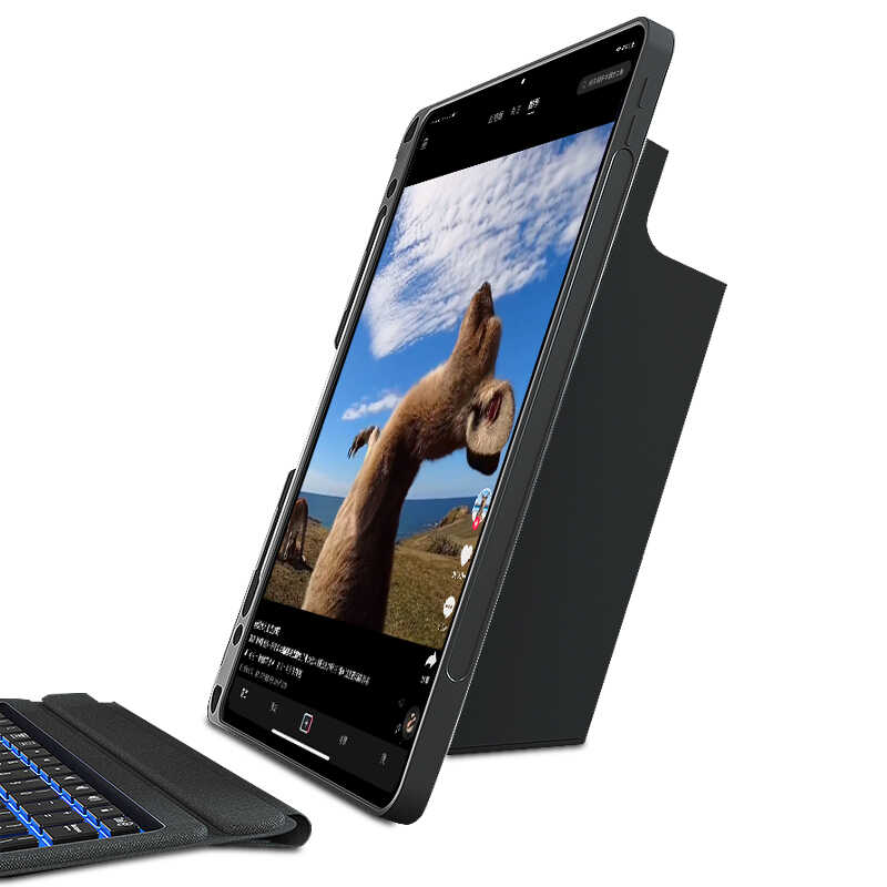 iPad Pro 12.9 2022 M2 Wiwu Mag Touch Klavyeli Standlı Kılıf Siyah