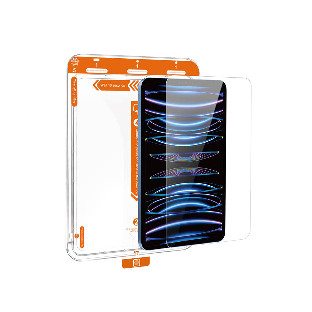 iPad Pro 12.9 2022 M2 Wiwu Wi-GQ002 iVista 5 Katmanlı Temperli Cam Ekran Koruyucu + Kolay Uygulama Aparatı Renksiz