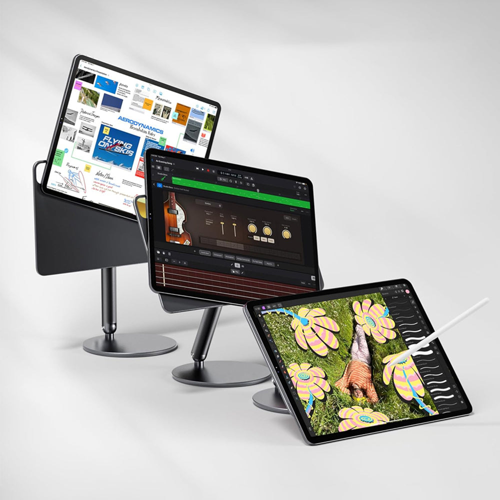 Apple iPad Pro 13 2024 Wiwu ZM-310 360 Derece Dönebilen Magnetik Başlıklı Tablet Standı Gri