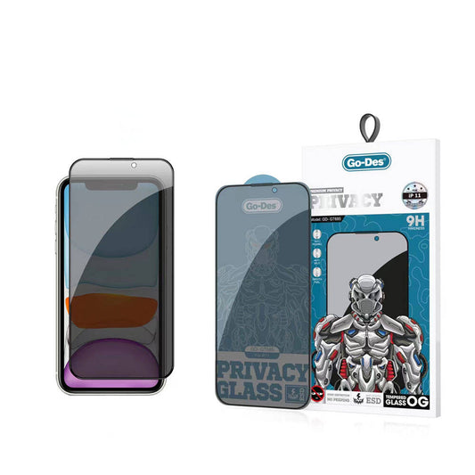 iPhone 11 Go Des 9D Full Cover Privacy Temperli Cam Ekran Koruyucu Siyah