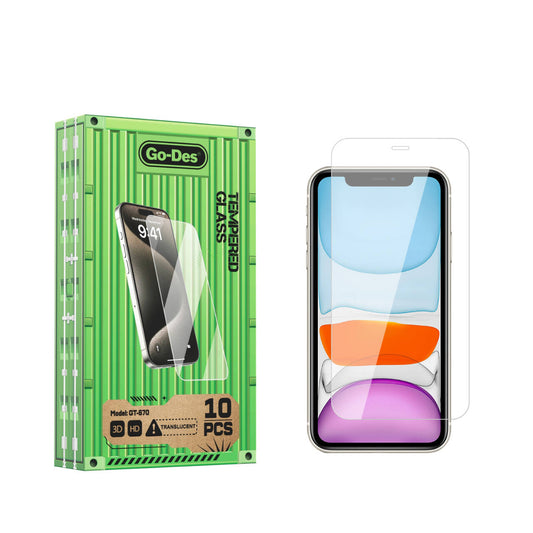 iPhone 11 Go Des Parmak İzi Bırakmayan 9H Oleofobik Bom Glass Ekran Koruyucu 10'lu Paket Renksiz