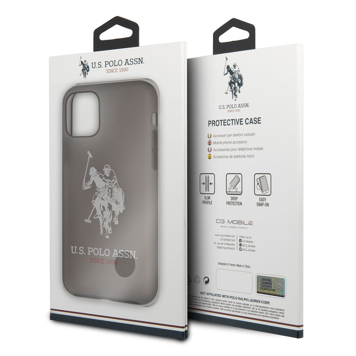 iPhone 11 Kılıf U.S. POLO ASSN. Transparan Silikon Büyük Logo Dizayn Kılıf Siyah