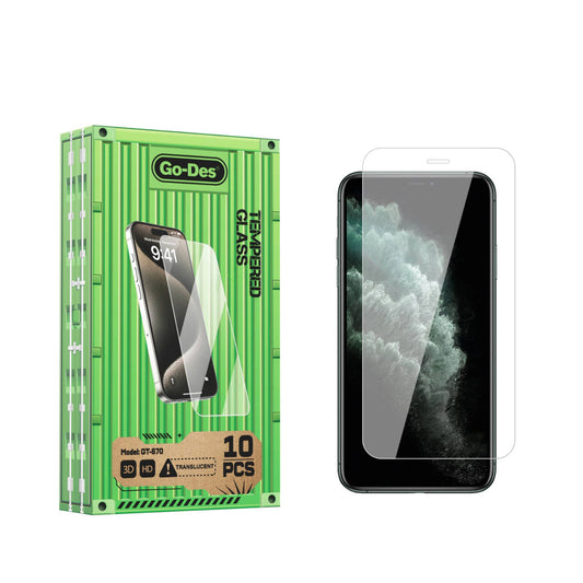 iPhone 11 Pro Max Go Des Parmak İzi Bırakmayan 9H Oleofobik Bom Glass Ekran Koruyucu 10'lu Paket Renksiz