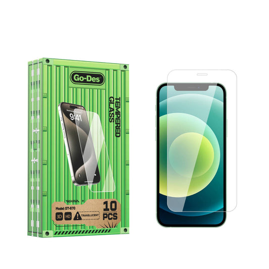 iPhone 12 Go Des Parmak İzi Bırakmayan 9H Oleofobik Bom Glass Ekran Koruyucu 10'lu Paket Renksiz