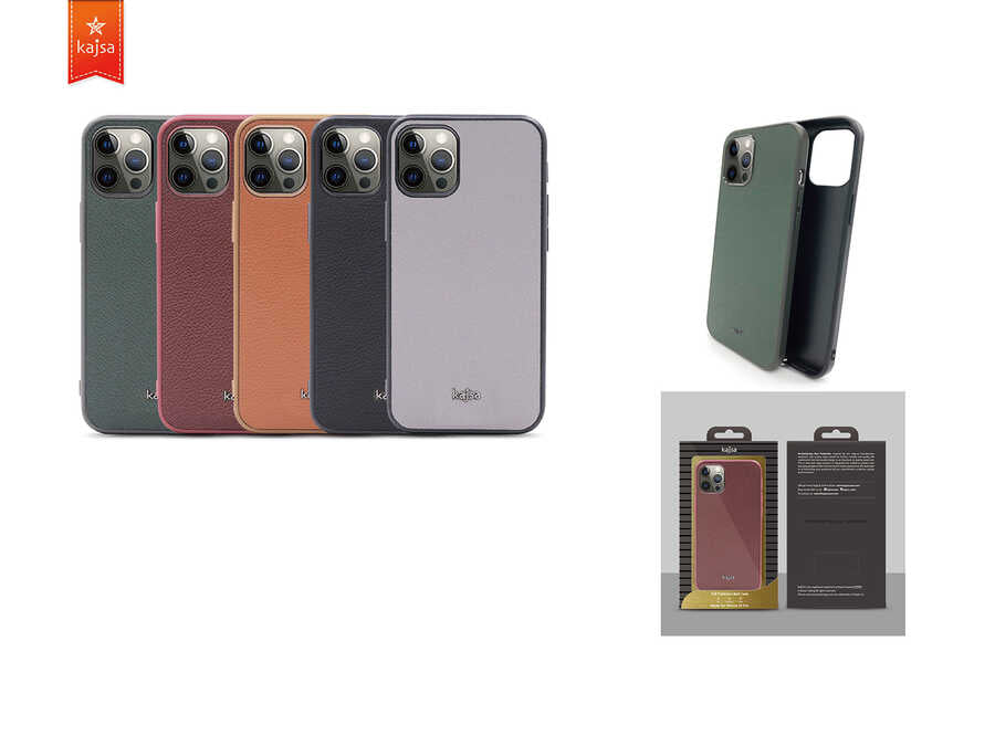 iPhone 12 Kılıf Kajsa Luxe Collection Hakiki Deri Kılıf Gri