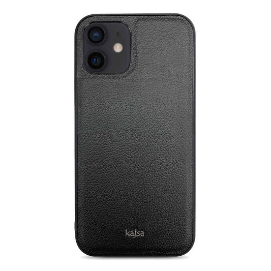 iPhone 12 Kılıf Kajsa Luxe Collection Hakiki Deri Kılıf Siyah