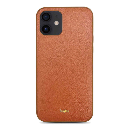 iPhone 12 Kılıf Kajsa Luxe Collection Hakiki Deri Kılıf Kahverengi